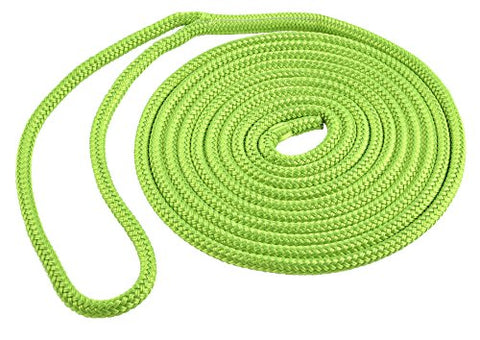 Shoreline Dock Line 3/8"X15' Double Braid Polyester, Neon Green