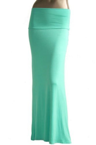 Azules Women's Rayon Span Maxi Skirt (Mint / Medium)