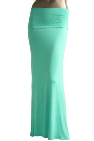 Azules Women's Rayon Span Maxi Skirt (Mint / Large)