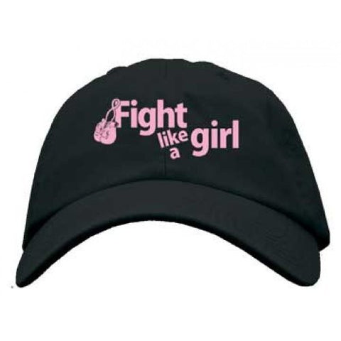 "Fight Like a Girl" Embroidered Cancer Awareness Black Hat"