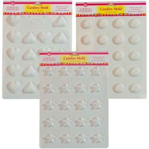 Plastic Sheet Molds, Hearts Candies, Candy Discs, and Stars Candies