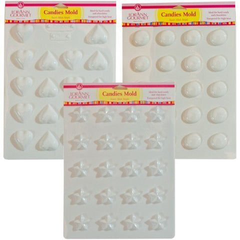 Plastic Sheet Molds, Hearts Candies, Candy Discs, and Stars Candies