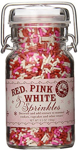 Red, Pink & White Sprinkles 6.5 oz. jar