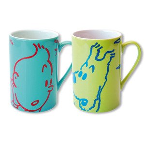 Tintin & Snowy Mug Duo Green & Blue (Set of 2)