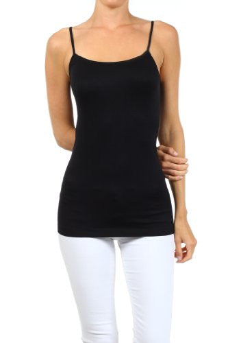 Yelete SeamlessTops with Spaghetti Strap - Black