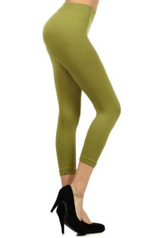 Yelete Capri, Seamless Leggings - Dark Olive