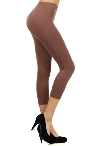 Yelete Capri, Seamless Leggings -Taupe