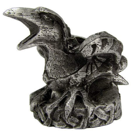Mini Pewter Raven Candle Holder 1 3/8"h x 1 1/8"w x 2"d
