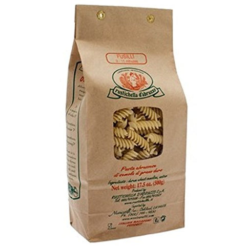 Rustichella d'Abruzzo Pasta, Durum Wheat in Brown Paper Bag, Fusilli, 500 gr/1.1 lb