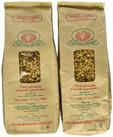 Rustichella d'Abruzzo Pasta, Durum Wheat in Brown Paper Bag, Fregola Sarda, 500 gr/1.1 lb