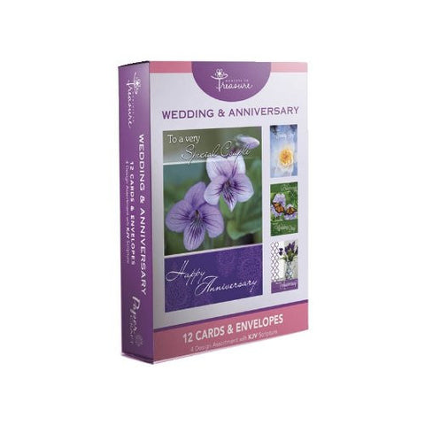 12PK BOXED WEDDING/ANNIVERSARY CARDS - 1 box. 4 designs in box. Bulk packed.