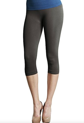 Plain Jersey Thicker Fabric Capri Leggings - 63 Charcoal, One Size