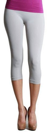 Plain Jersey Thicker Fabric Capri Leggings - 107 Metal Grey, One Size