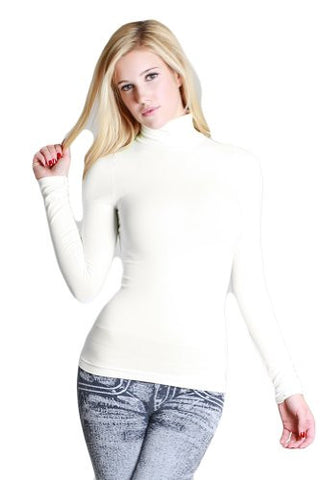 Seamless Long Sleeve Mock Neck Top - 14 Ivory, One Size