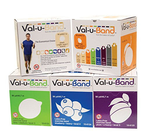 Val‐u‐Band, latex‐free, 50 yard, 5 pc set (1ea: peach through plum)