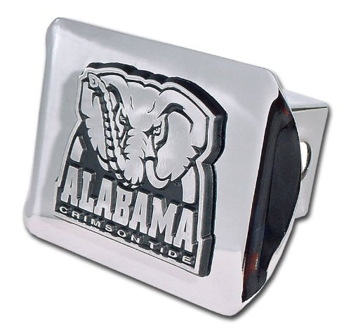 University of Alabama Crimson Tide on Chrome Metal Hitch Cover, Shiny