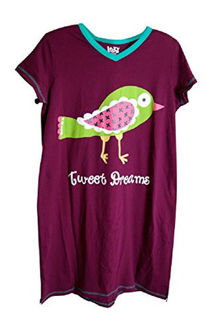 Lazy One V-Neck Nightshirts, Tweet Dreams, L - XL