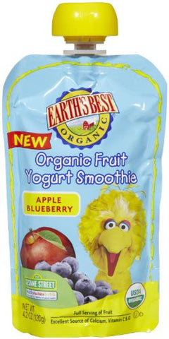 Earth's Best Sesame Street Fruit Yogurt Smoothies - Apple Blueberry - 4.2 oz - 6 pk