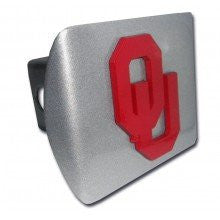 University of Oklahoma (Crimson “OU”) Brushed Chrome Hitch Cover