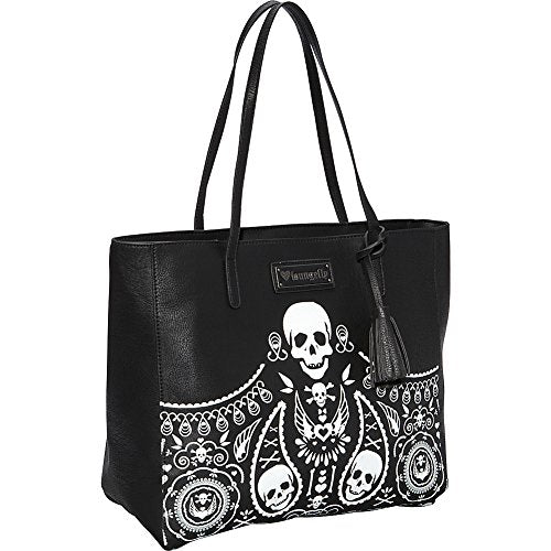 Embossed Bandana Skull Tote with Tassels