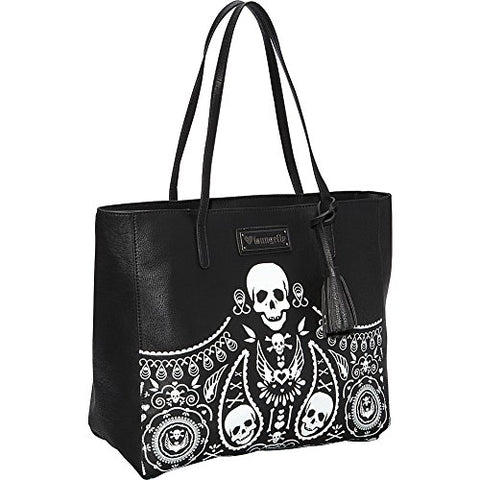Embossed Bandana Skull Tote with Tassels