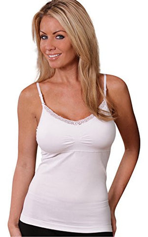 Coobie Lace Trim Shelf Bra Camisole, One Size, White