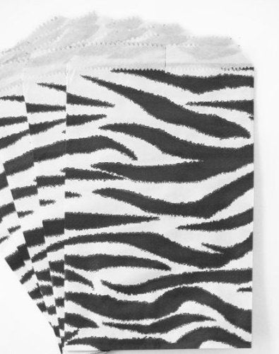 100pcs Zebra Printed Paper Gift Bag, 4''W x 6''L
