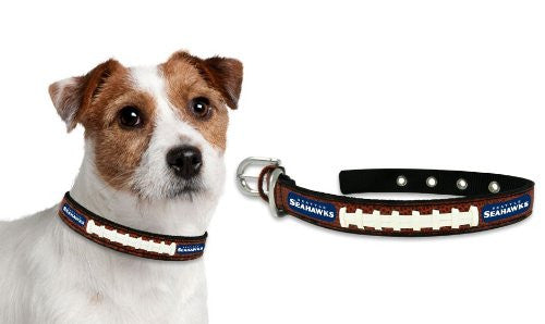 Seattle Seahawks Collar and Leash - LEATHER, Medium Collar