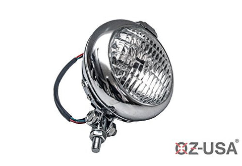 OZ-USA Retro Chrome Motorcycle Head Light Triumph BSA Cafe Racer Bobber Chopper Vintage