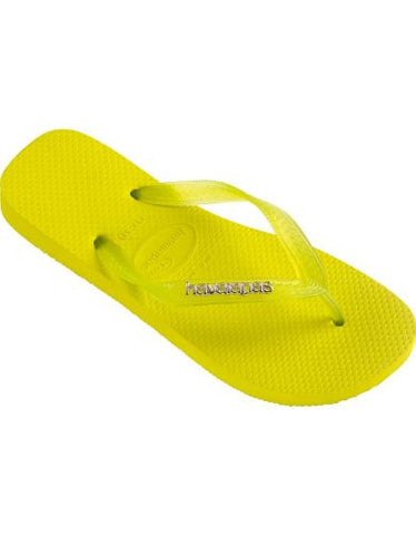 Women's Logo Metallic Flip Flop, Neon Yellow Size 39-40