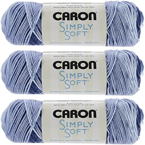 Caron Simply Soft Yarn - Ombre Saturday Blue Jeans 204 Yards 4 OZ