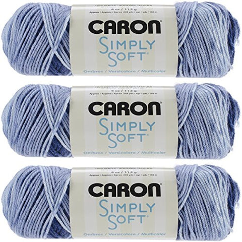 Caron Simply Soft Yarn - Ombre Saturday Blue Jeans 204 Yards 4 OZ