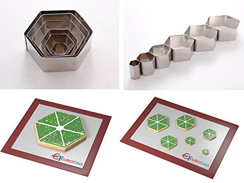 Hexagon Shape Leaf Steel Cookie Cake Cutter 1 Deep Set Of 6 - Decorating Tool 70mm x 60mm 60mm x 50mm 50mm x 40mm 40mm x 35mm 30mm x 25mm x 20mm 15mm all 1" deep