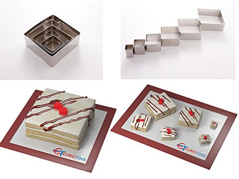 Square Shape Leaf Steel Cookie Cake Cutter 1 Deep Set Of 6 - Decorating Tool 65mm x 65mm 55mm x 55mm 45mm x 45mm 35mm x 35mm 25mm x 25mm6) 15mm x 15mm all 1" deep
