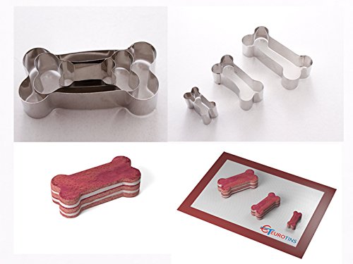 Set of 3 Dog Bone Shape Cake Cookie Cutter -1" deep, 85mmx50mm, 65mmx40mm, 40mmx25mm