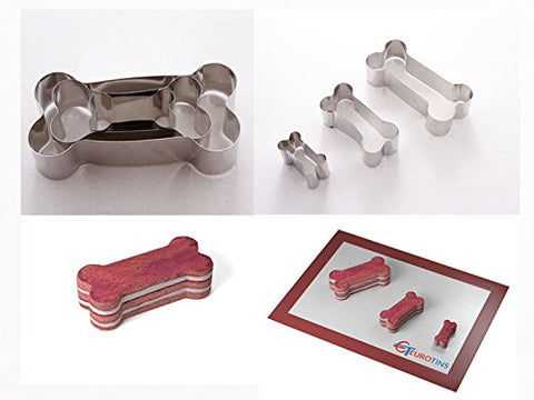 Set of 3 Dog Bone Shape Cake Cookie Cutter -1" deep, 85mmx50mm, 65mmx40mm, 40mmx25mm