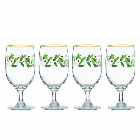 Holiday Iced Beverage Glasses, Set of 4