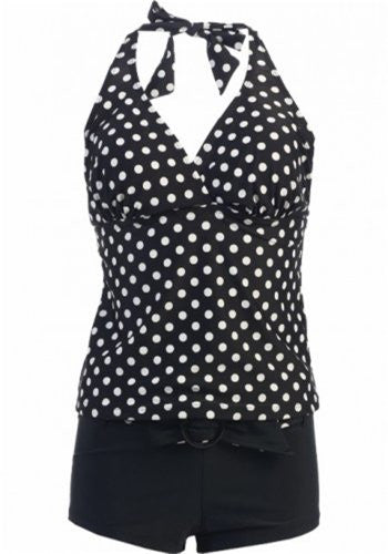 T605-Short&Tank Top, Blk/wht Dot, Medium