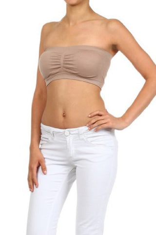 Yelete Strapless Bandeau Bra/Top with Removable Pads - Cream Chocolate