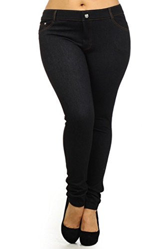 Yelete Plus Size High Waist Basic 5-Pocket Skinny Jeans - Black XL