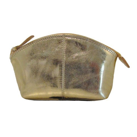 Cosmetic Case with Interior Zipper - Croco Gold