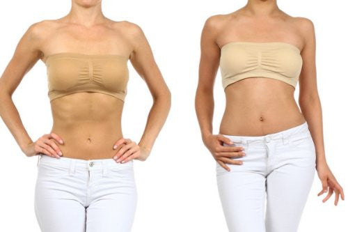 Yelete Strapless Bandeau Bra/Top with Removable Pads - Suntan & Stone, Pack of 2