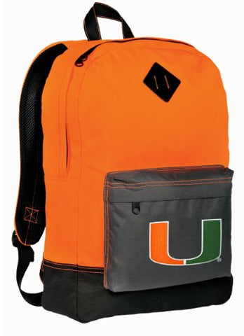 University Of Miami Backpack Classic Style Cool Orange (17.75"x12.25"x5.25")