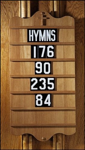 Hymn Board-5 Sets Of Numeral Slides & HYMNS-Pecan Stain