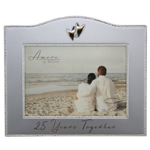 7.5"H 25TH ANNIIVERSARY FRAME HOLDS 5X7 PHOTO - METAL