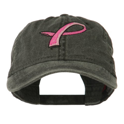 Otto:GN, Hot Pink Breast Cancer Logo Embroidered Washed Cap - Black (fitting up to XL)