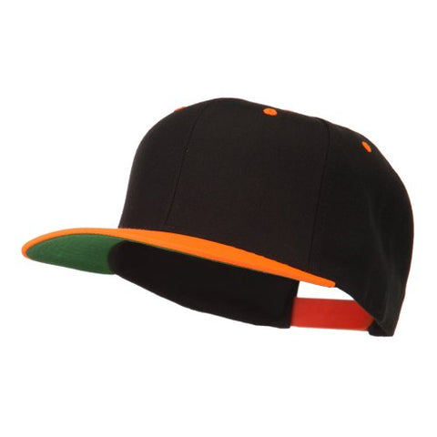 Sonette/Yupoong, Classic Snapback Wool Blend 2 Tone Cap - Black Neon Orange (fitting up to size 7 1/2)