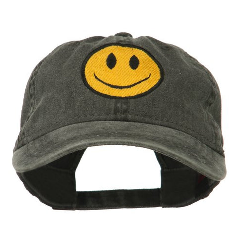 Otto:Dakota, Smiley Face Embroidered Washed Cap - Black (fitting up to XL size)