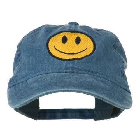 Otto:Dakota, Smiley Face Embroidered Washed Cap - Navy (fitting up to XL size)