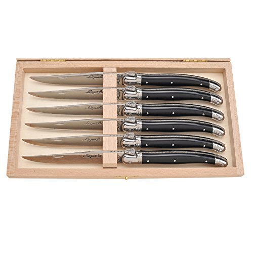 Jean Dubost Laguiole 6-Piece Steak Knives, Black